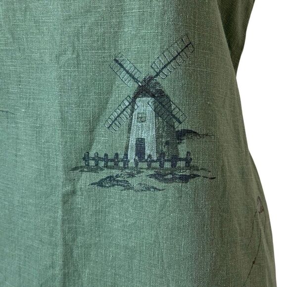 Sweet Jessie 100% Linen Sleeveless Windmill and Kite Green Dress Size Medium Pet - Picture 3 of 8